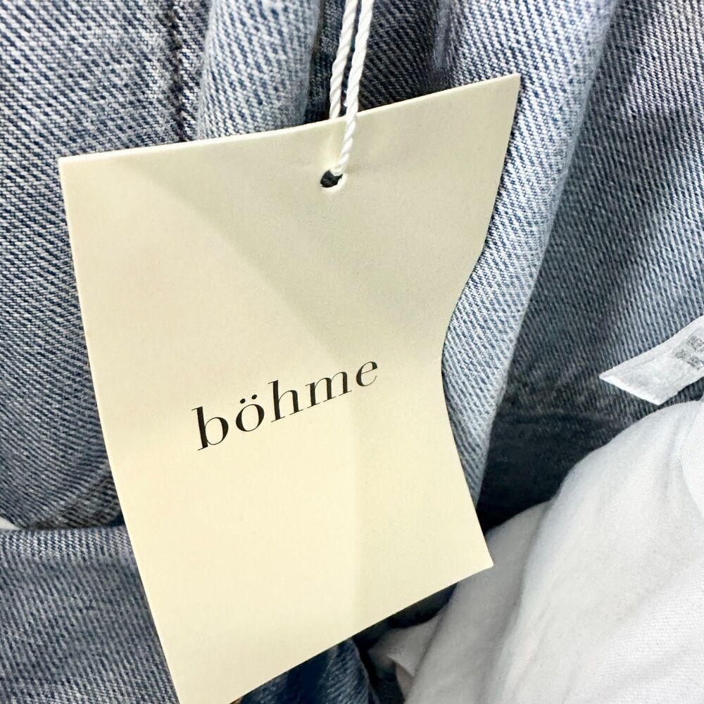 Bohme Kadie High Rise Baggy Jeans Light Wash Size Small NWT Button Cuff Rigid - Picture 10 of 11